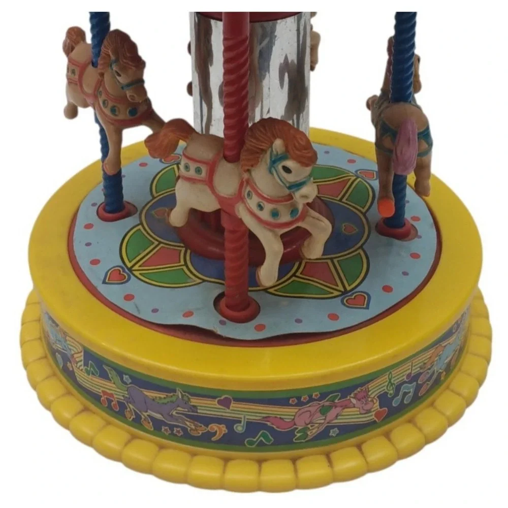 Vintage 1991 Redbox Musical Wind Up Merry Go Round Horse‎ Carousel  SEE VIDEO!